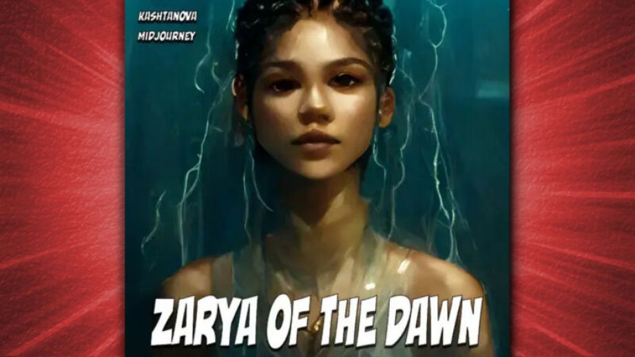 The cover of "Zarya of the Dawn," a comic book created using Midjourney AI image synthesis in 2022. (Kris Kashtanova via Ars Technica)