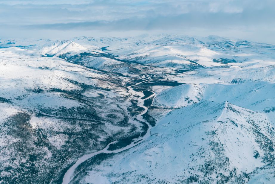 Koyukuk River in Alaska's Arctic National Wildlife Refuge from Bush Plane during Winter