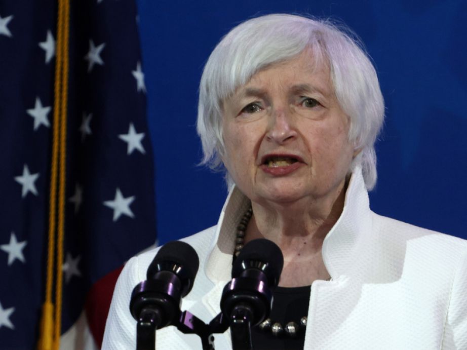 Janet Yellen addresses an event last month introducing the incoming Biden administration's economic team in Wilmington, Del. (Alex Wong/Getty Images via NPR)