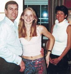 Virginia Giuffre (then Roberts) with Prince Andrew and Ghislaine Maxwell in London in 2001.